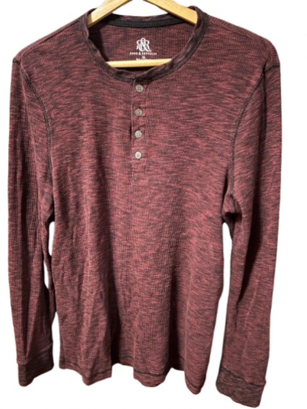 Rock & Republic Red Lightweight Thermal Henley Long-Sleeve Shirt -Size XL